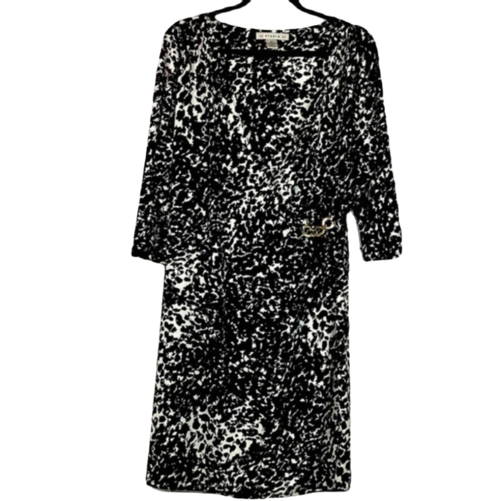AA STUDIO AA PLUS SIZE 14 BLACK WHITE MIDI DRESS SPRING SUMMER‎